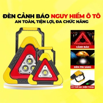 Đèn cảnh báo tam giác năng lượng mặt trời có sạc